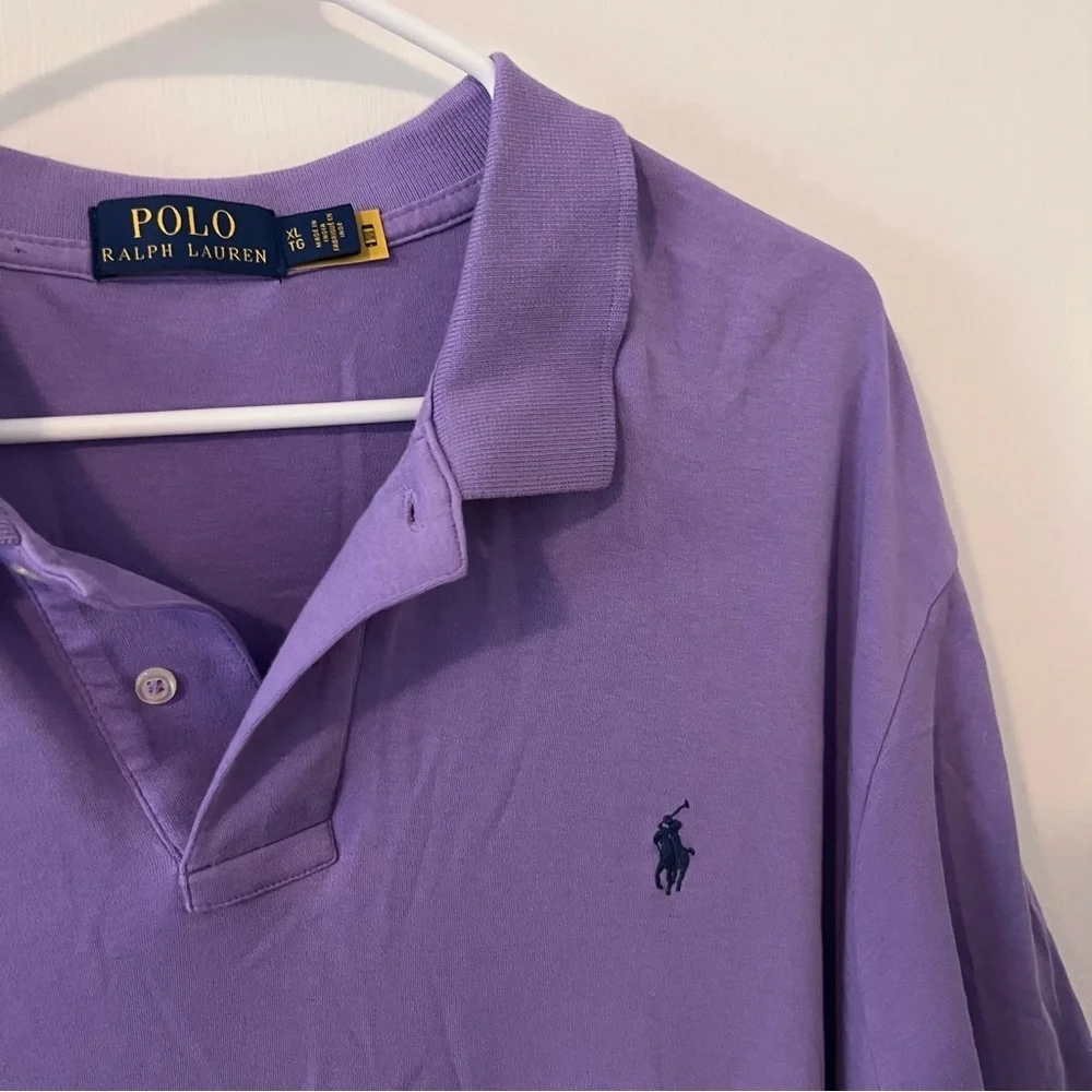 Polo Ralph Lauren Men’s Short Sleeve Polo, Classic Fit Soft Cotton, XL, Purple
